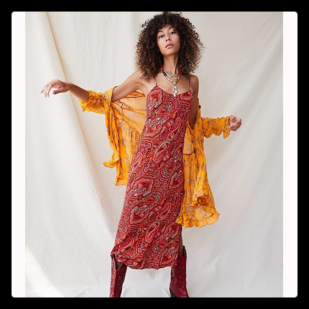 ❤️Free People Alexis Bias Printed Slip Med❤️